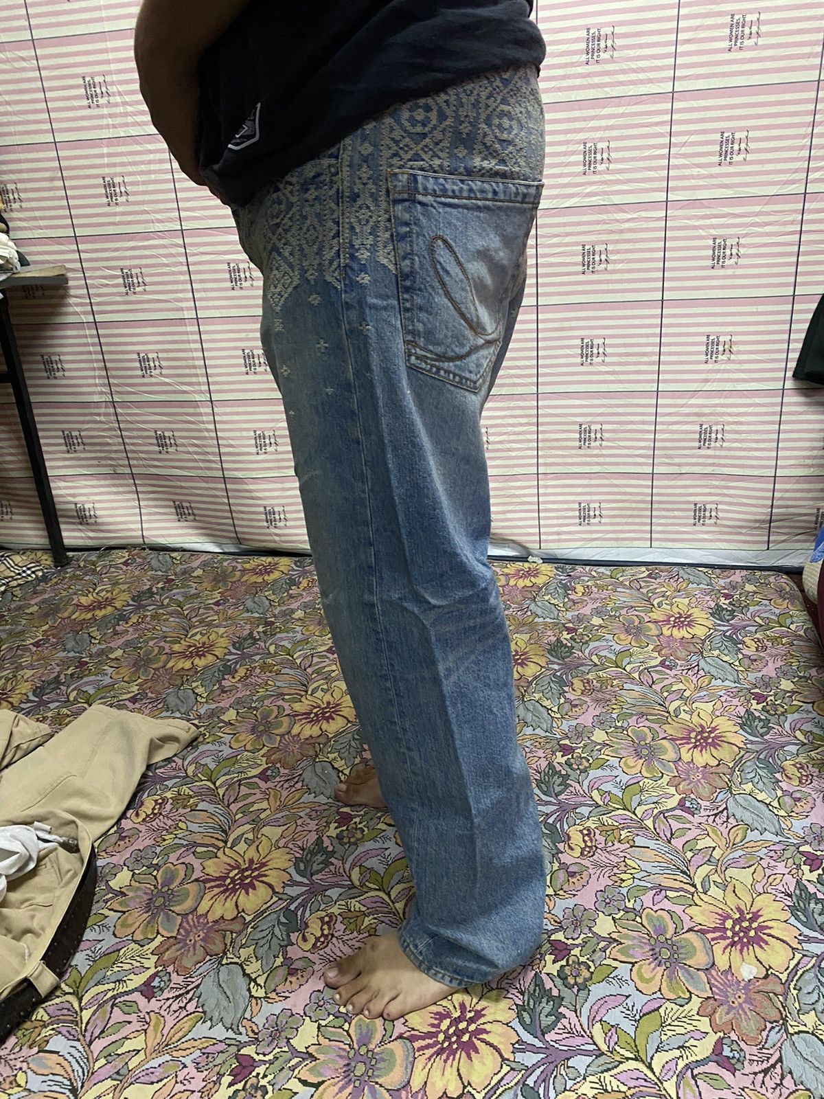 If Six Was Nine - 🔥Iroquois Cross Art Design Pants Buckle Back Jeans - 13
