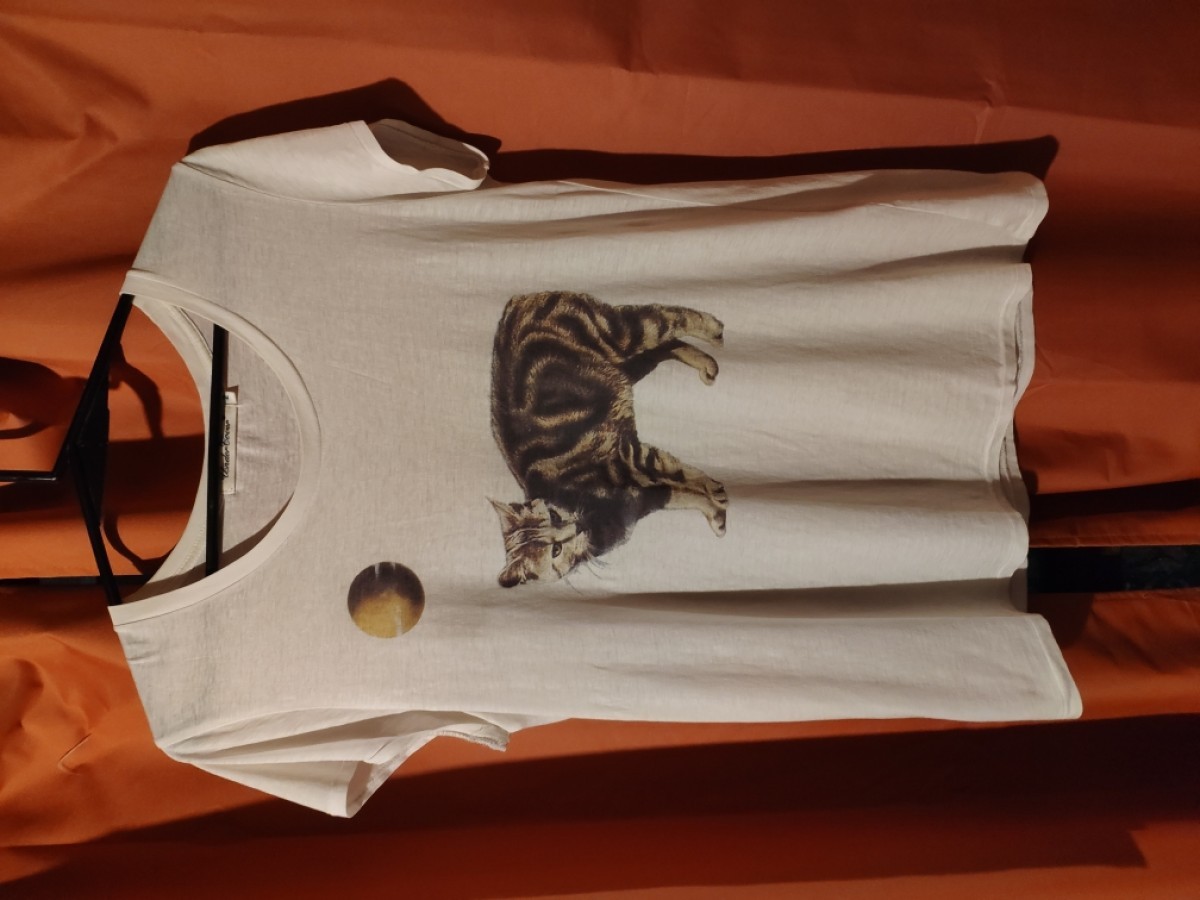 ARCHIVE ! Cat moon printed white t-shirt - 1