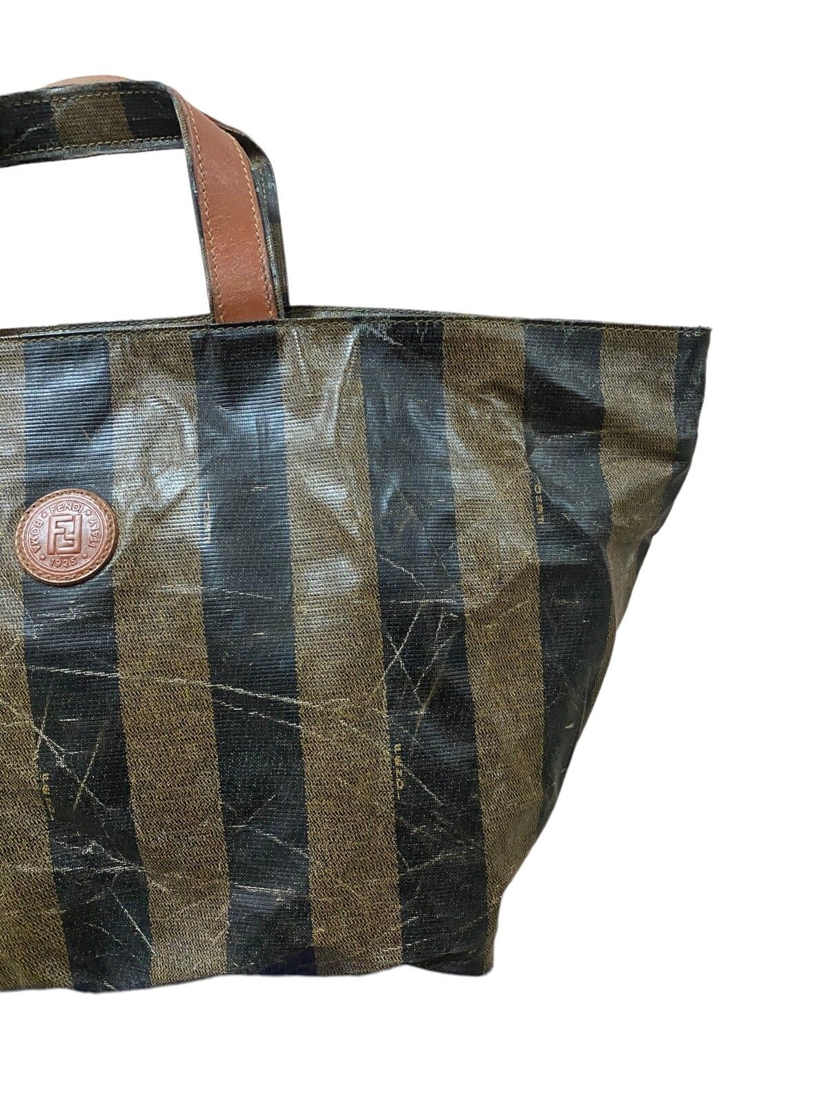Fendi Roma Pequin Striped Tote Bag Made In Italy - 6
