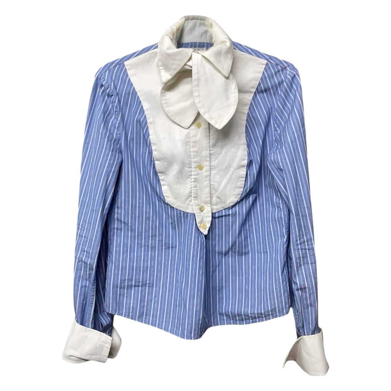 Vivienne Westwood Women's Blue and White Striped Tuxedo Shirt - 1