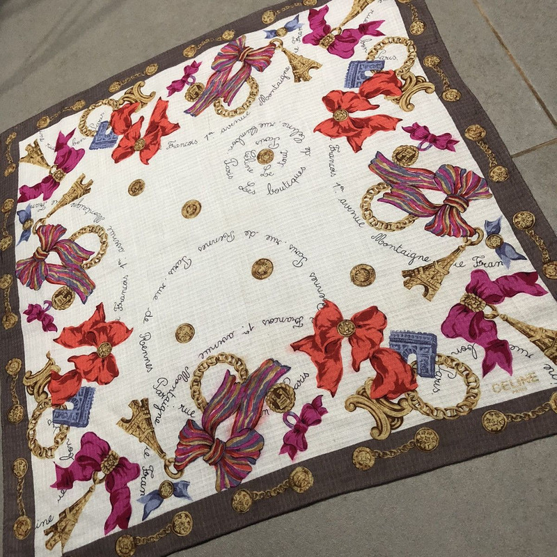 Celine Silk Handkerchief Neckerchief Scarf Pocketsquare - 1