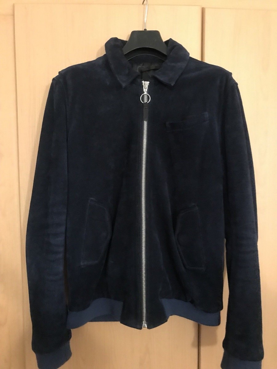 Blk Dnm - Navy Blue Suede Leather jacket M - 2