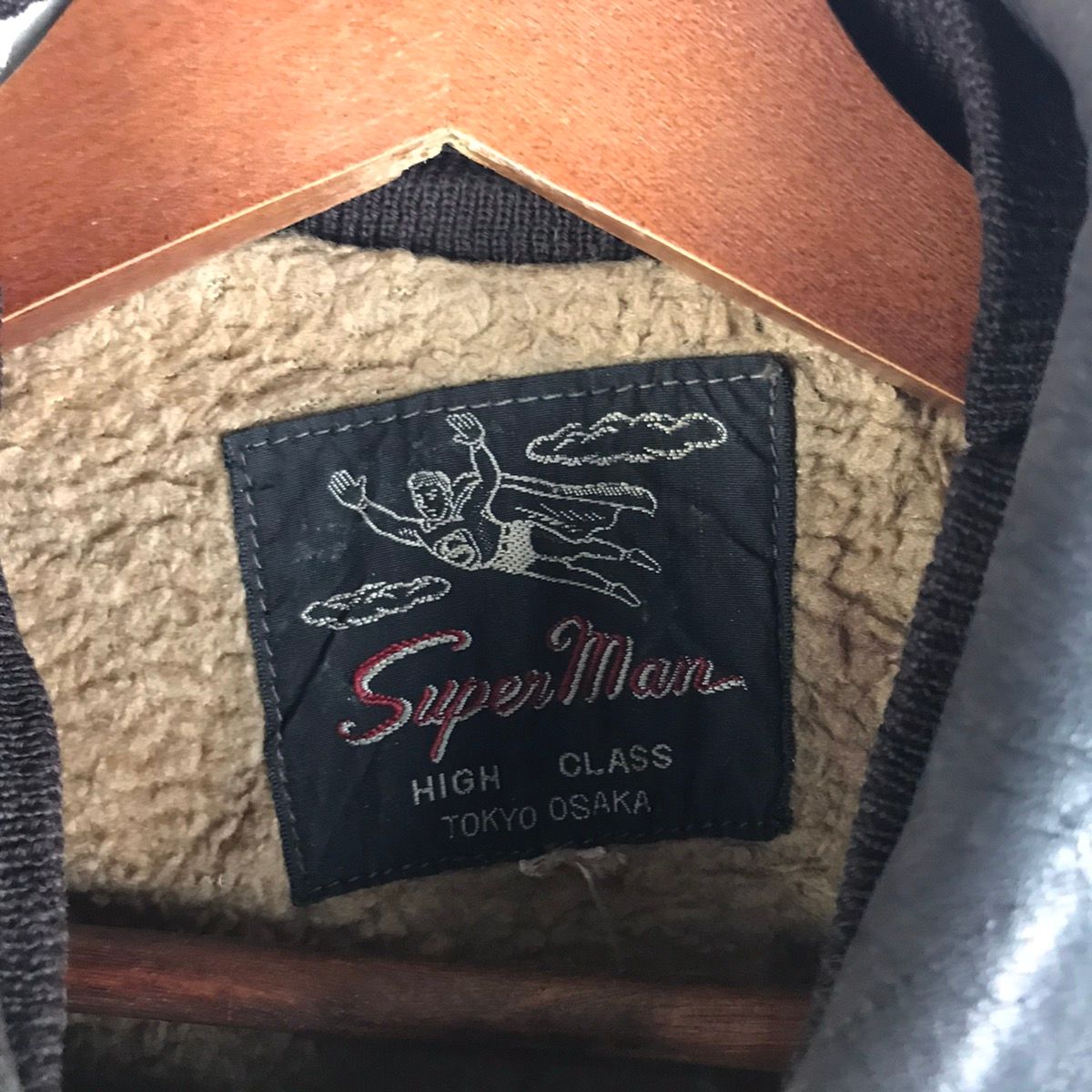 Vintage Superman Sherpa Lined Leather Jacket - 2