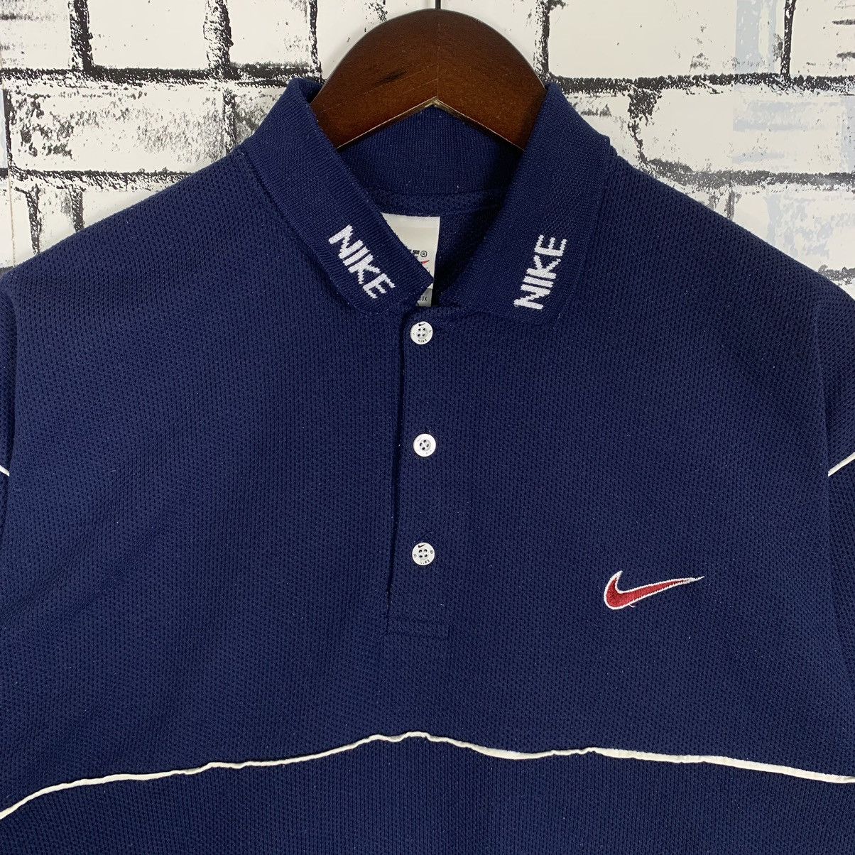 Vintage 90s Sportwear Nike Swoosh Embroidery Collar Shirt - 2