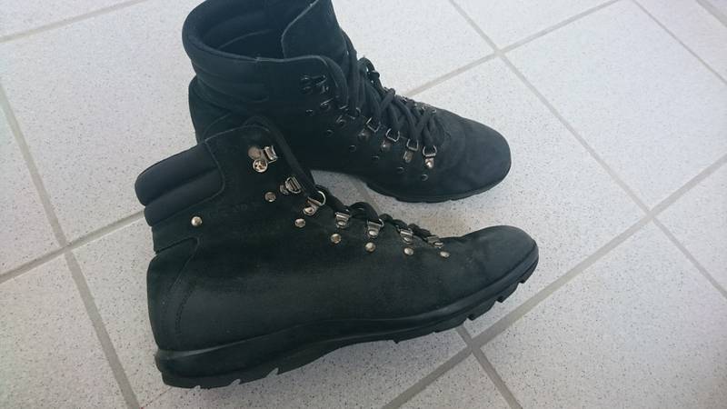 Black Suede Velour Hiking Leather Boots UK7 - 1