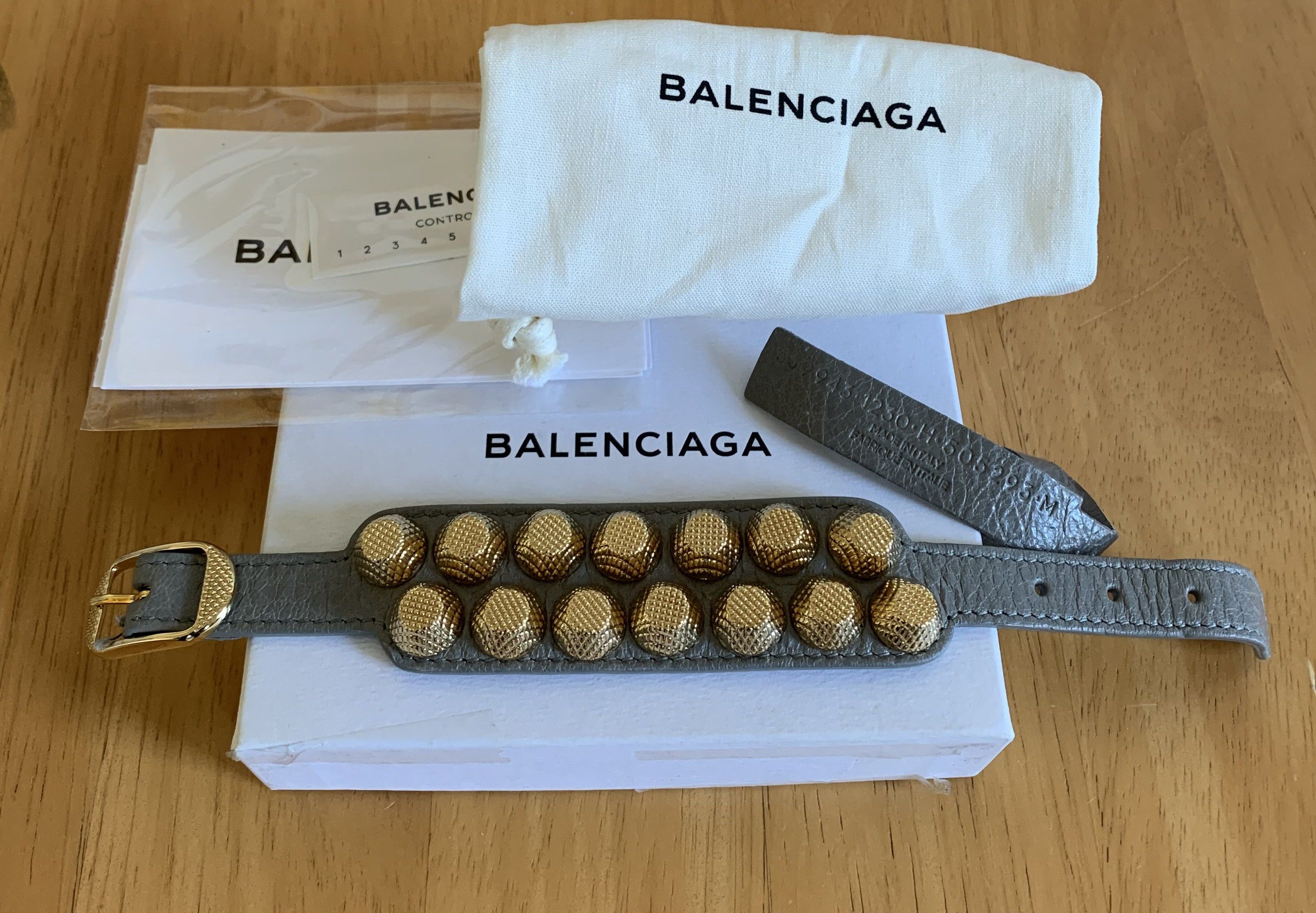 NEW Balenciaga Arena Leather Studded Bracelet - 9