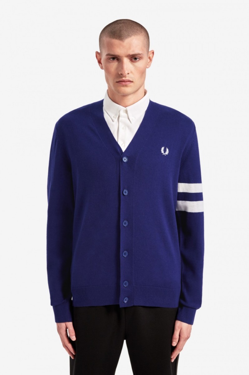 Fred Perry AW19 FRED PERRY TIPPED SLEEVE CARDIGAN | calif | REVERSIBLE 