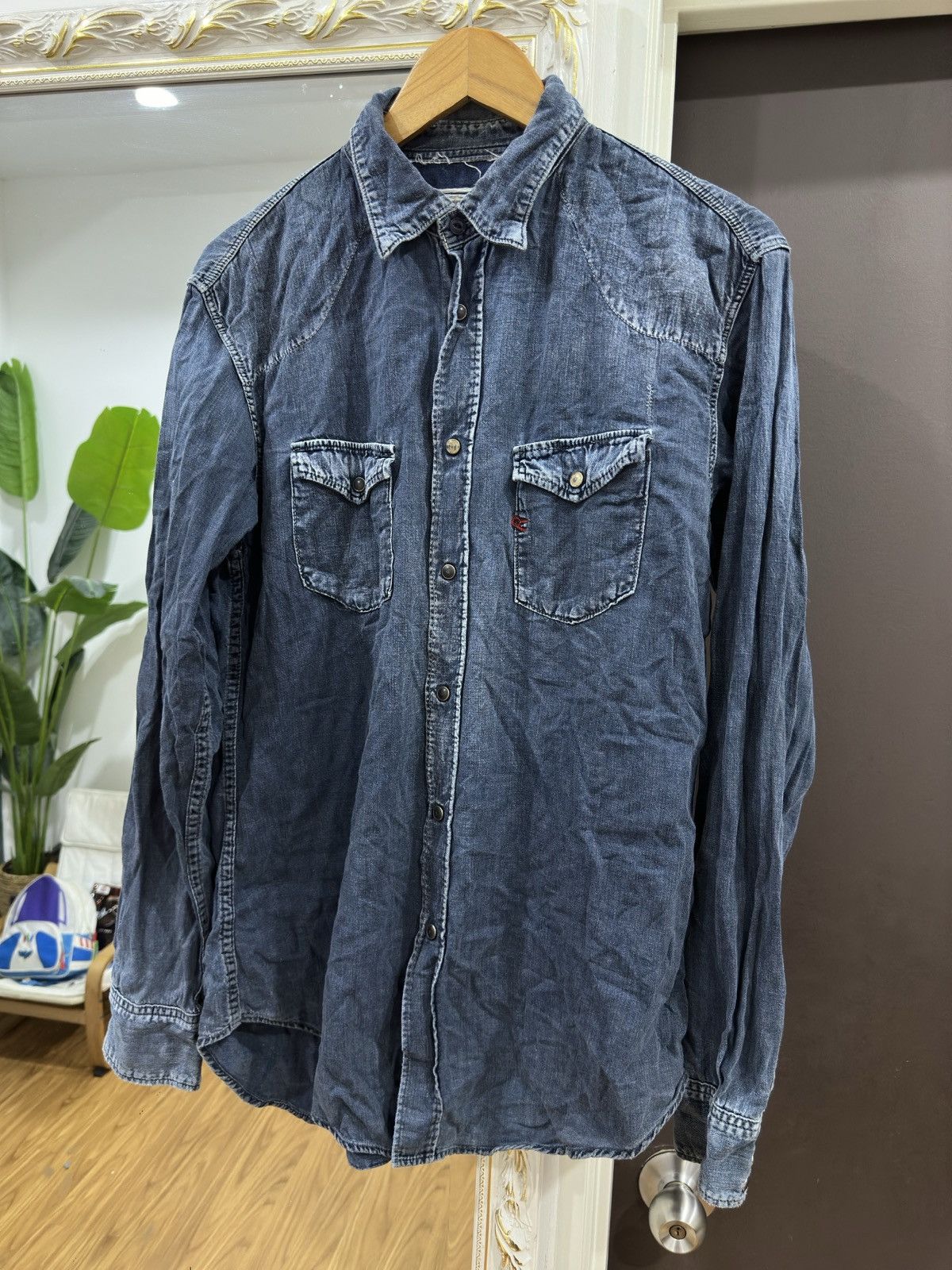 45rpm Japan Western Denim Wash Button Up Shirt - 14