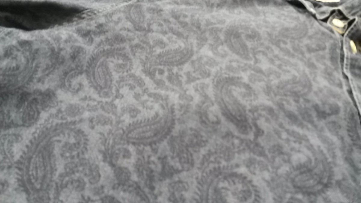 Rare Blue Denim Floral Paisley Pattern Festival Shirt - 5