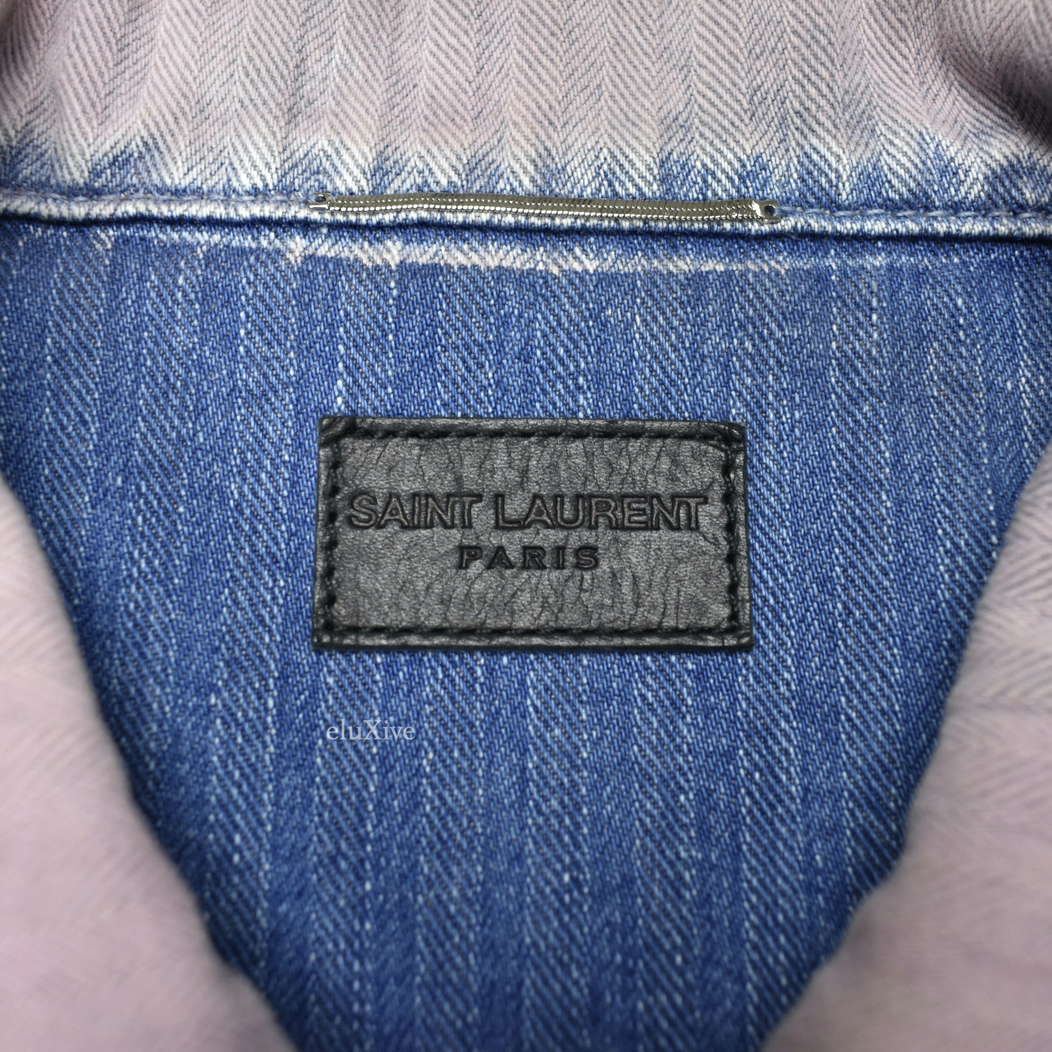 Saint Laurent Blue Pink Degrade Denim Trucker Jacket L - 3