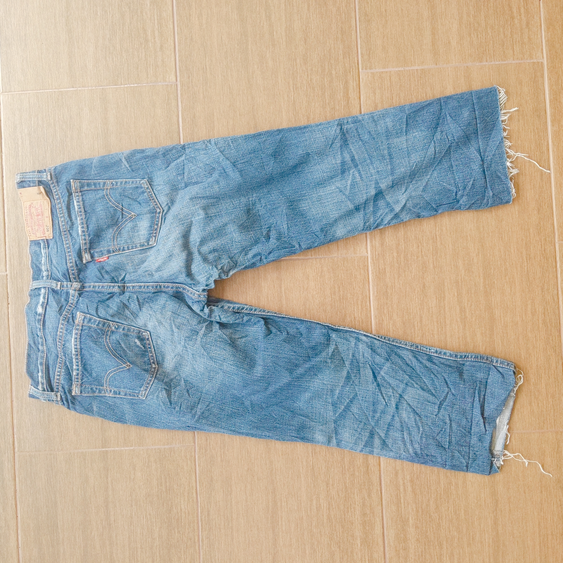 Vintage Levis 501 W28*21 Distressed Short Denim Button Pants - 7