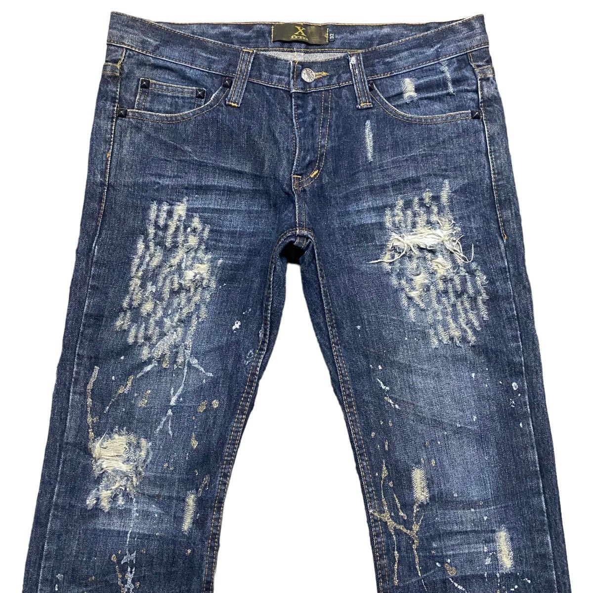 If Six Was Nine - Xfrm Thrashed Denim Flare Jeans Painter - 3