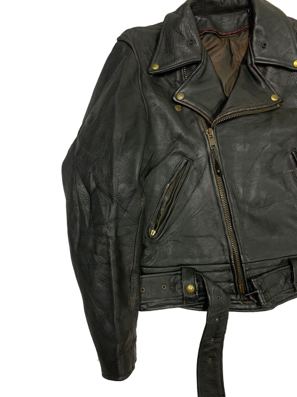🔥RARE VTG BIKERS LEATHER JACKETS DOUBLE COLLAR - 2