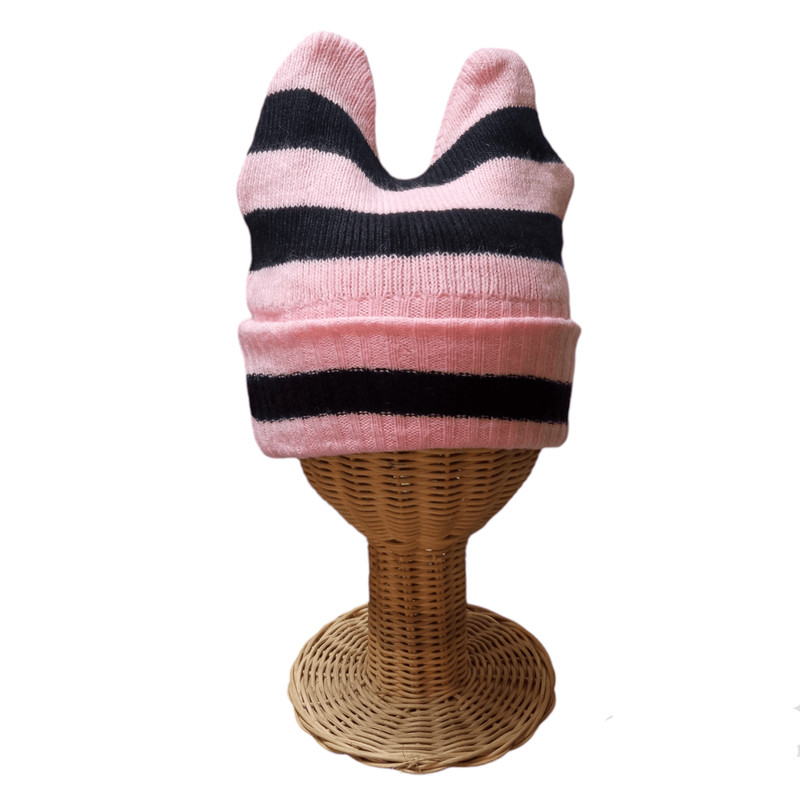 Y2K Cute Devil Bunny Horn Beanie Hat - 1