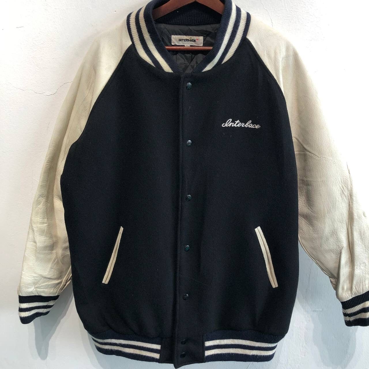 Vintage - Interface Clan Black Big Logo Varsity Jacket - 4