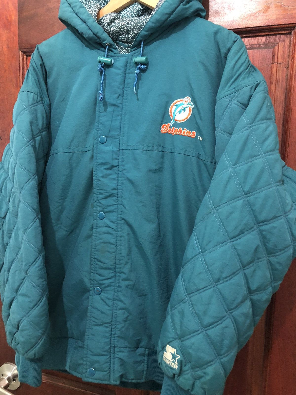 🐬 Starter X NFL Dolphins Quilted Jacket Nice Design - 5