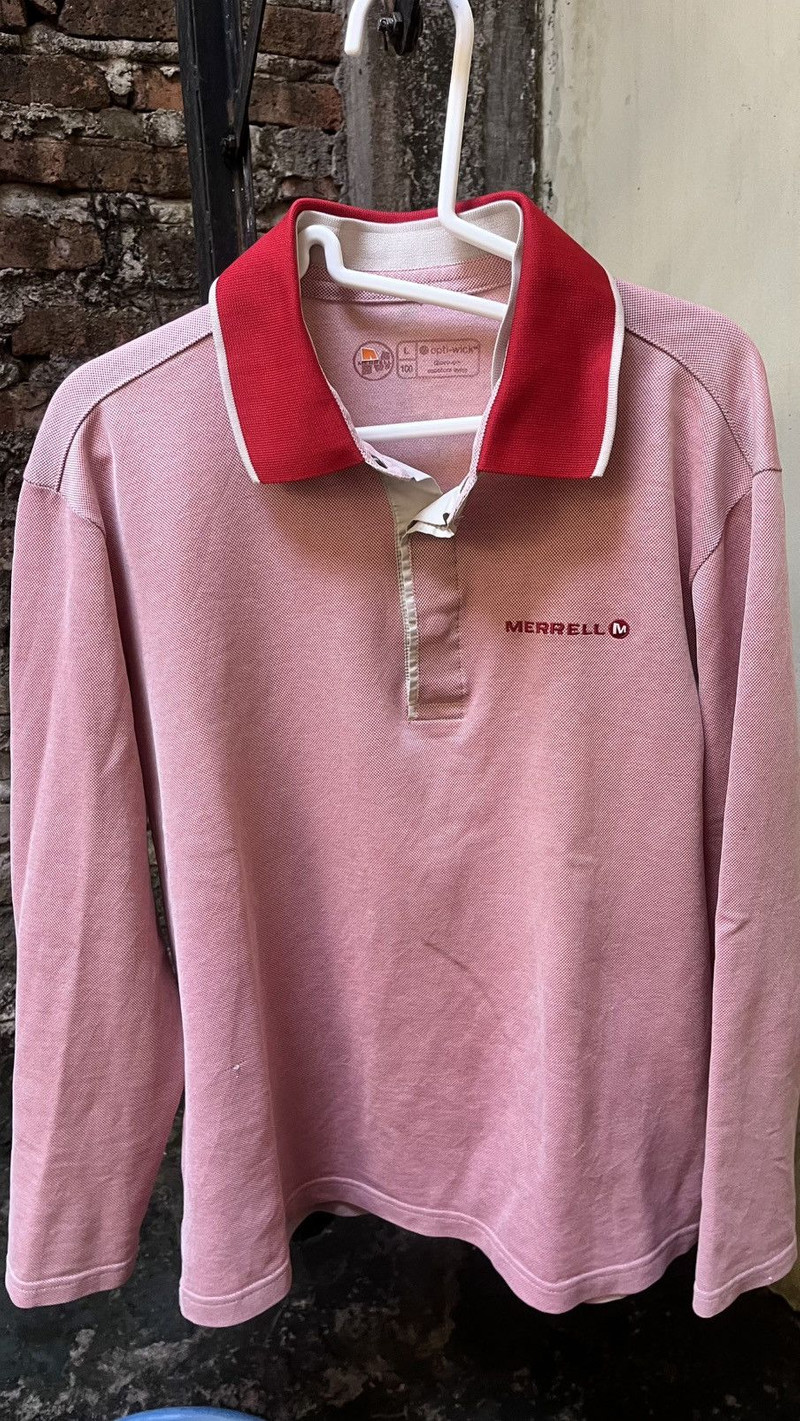 Merrell Long Sleeve Polo Shirt – Pink & Red - 1