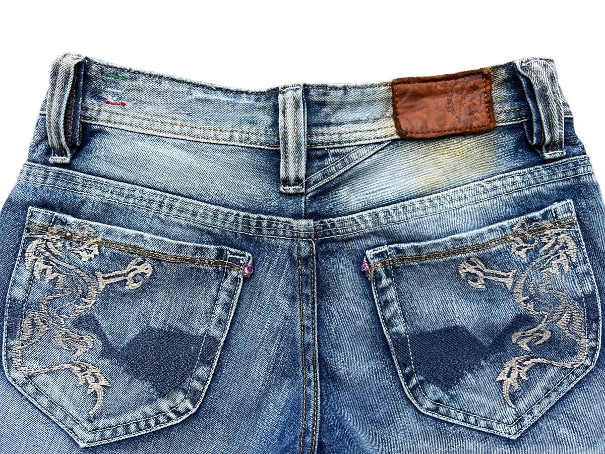 Vintage Diesel Leather Distressed Flare Lowrise Jeans 30x33 - 6