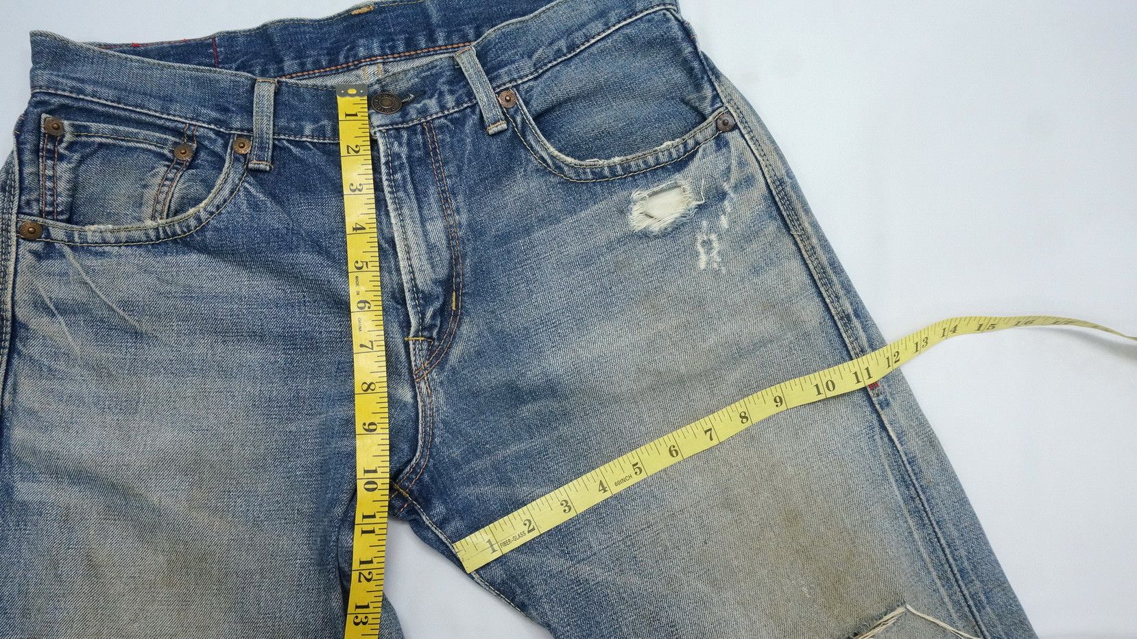 🔥 Vtg EDWIN 13oz Grand Blue Selvedge Worn Out Aging Denim - 19