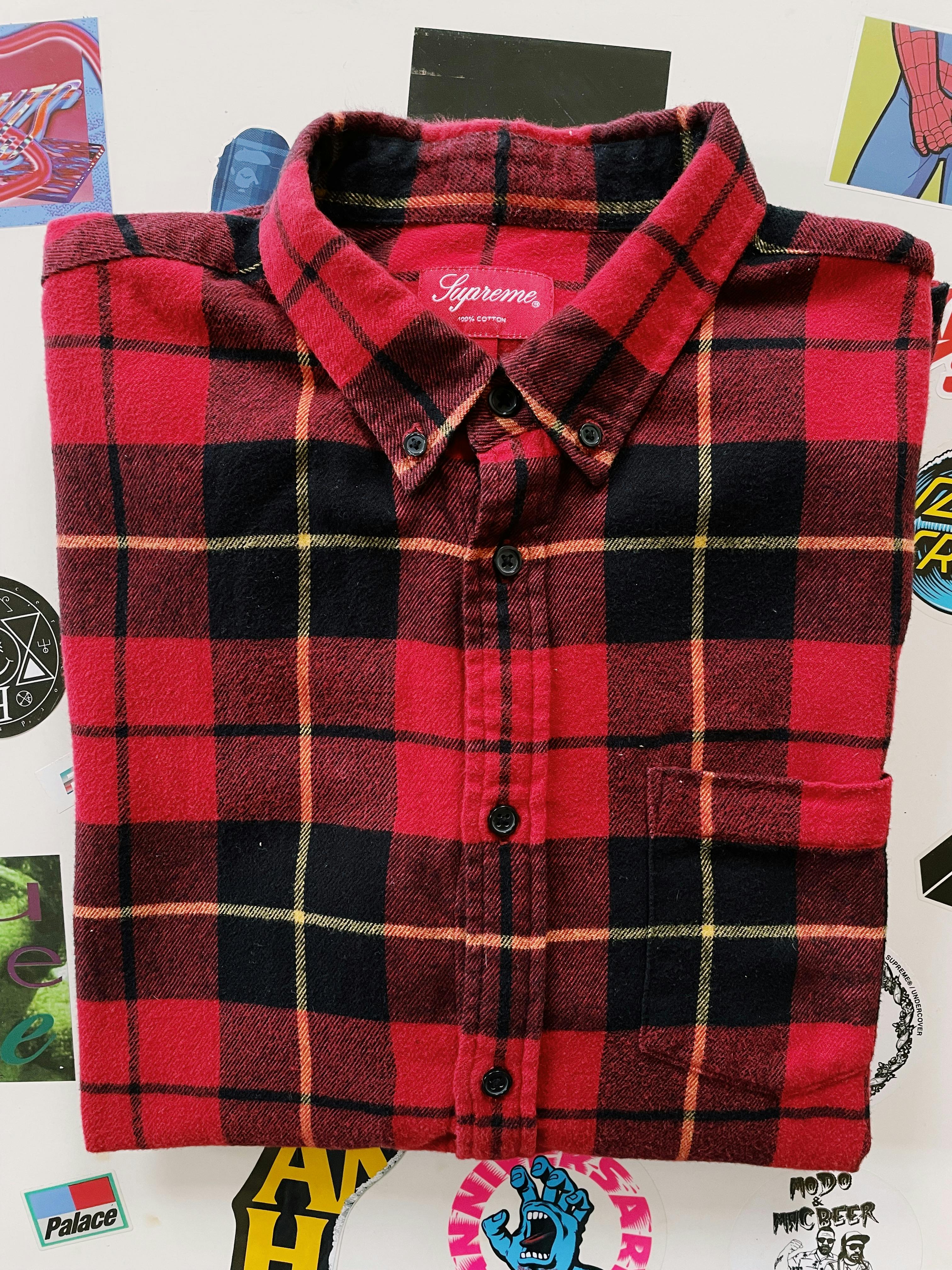 Supreme Tartan Longsleeve Flannel Shirt Red / Black - 7