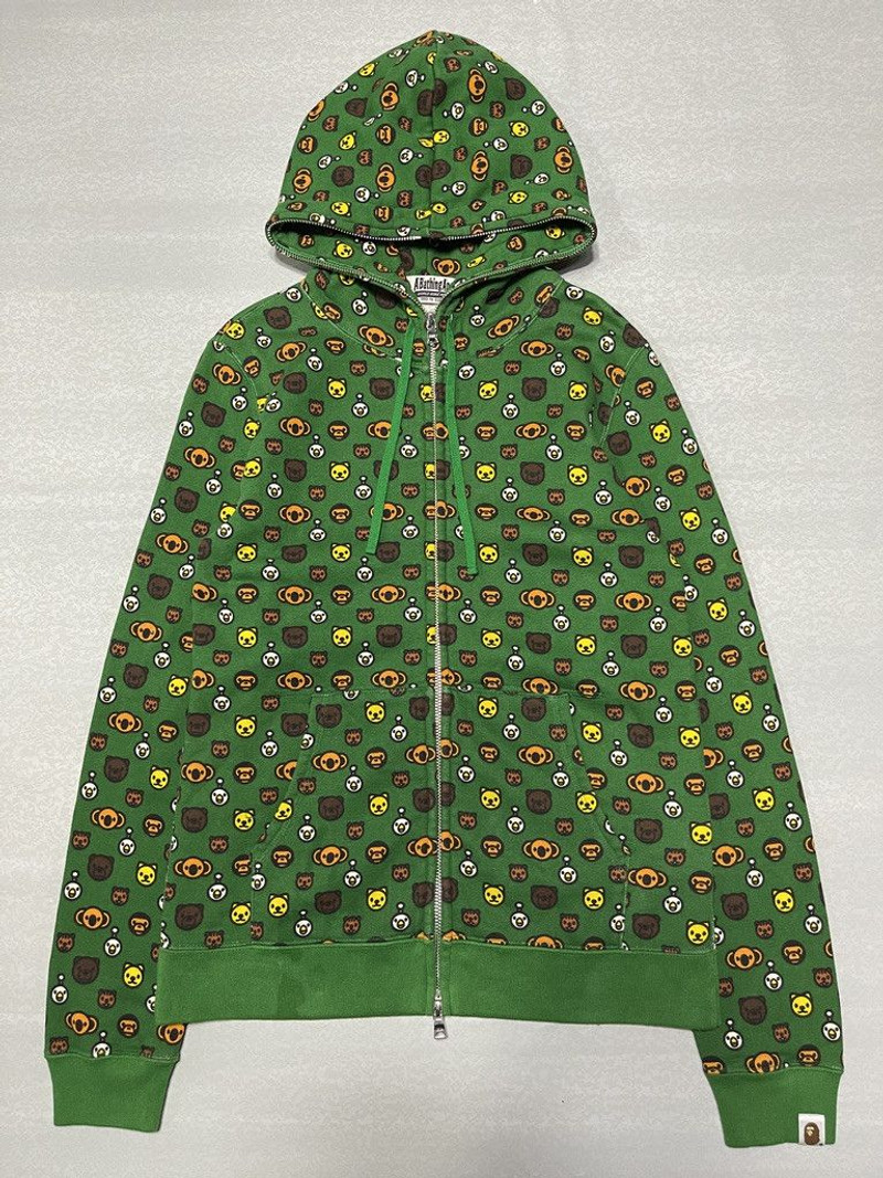 OG Bape Baby Milo Monogram Logo Full Zip Hoodie - 1