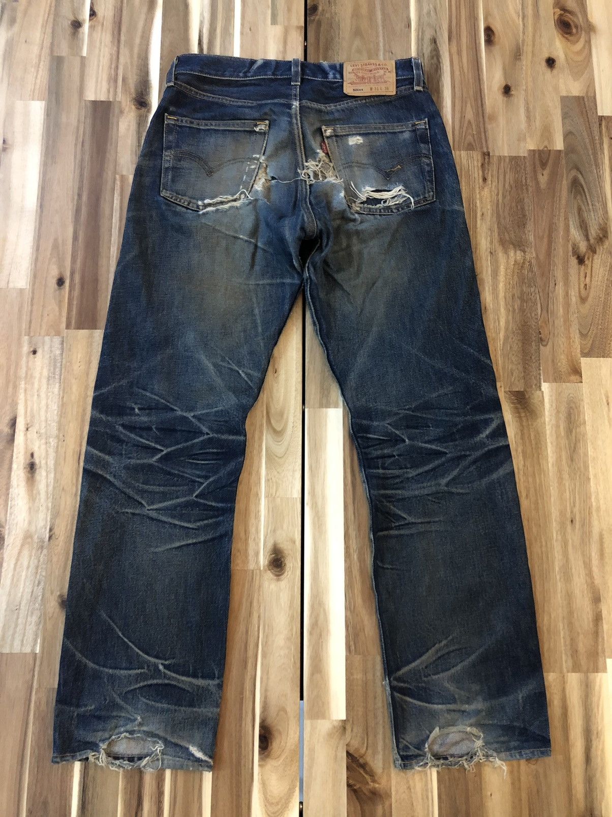 Vintage 90’s Trashed Levis 501xx Distressed Denim Jeans - 2