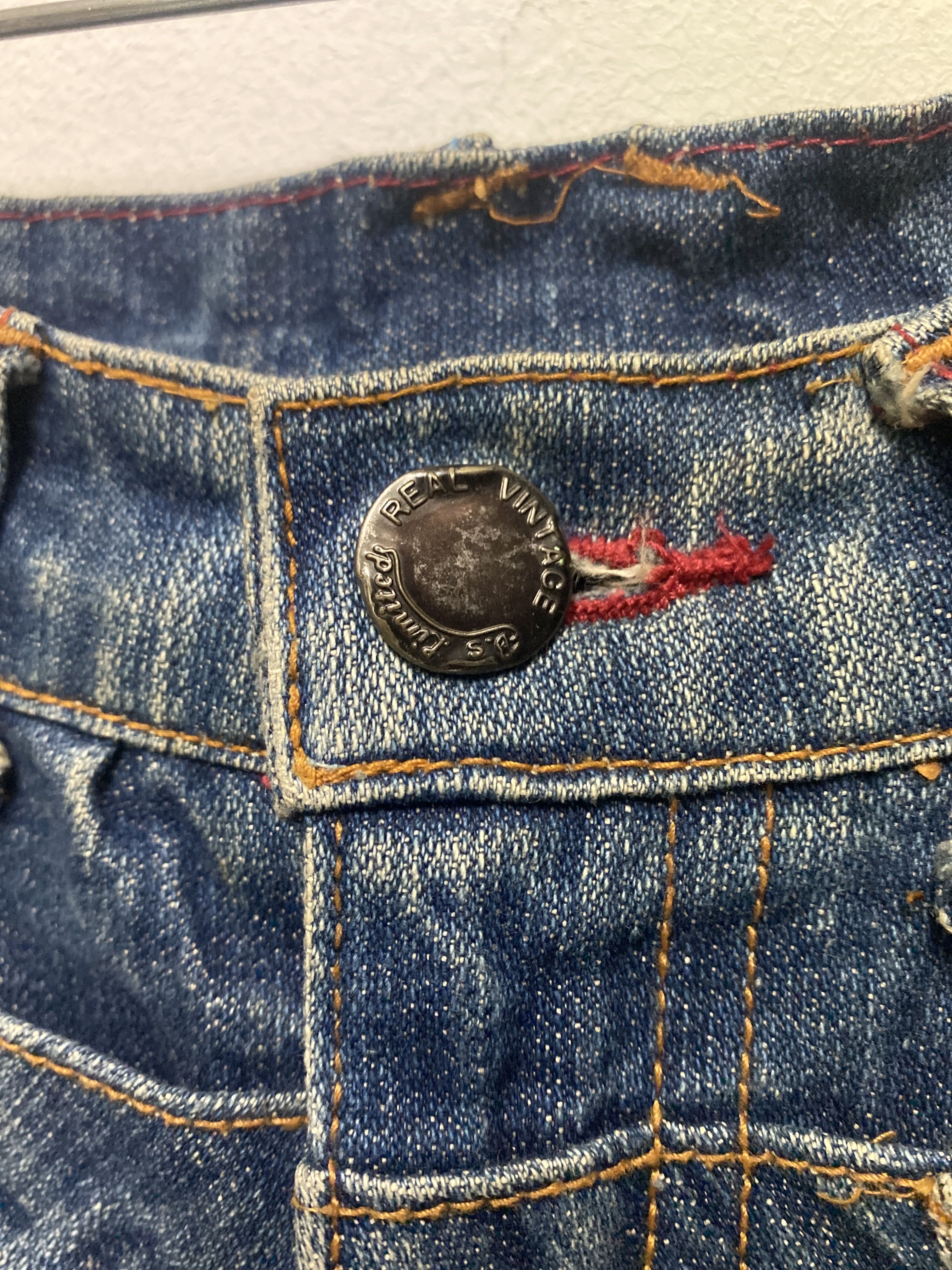 Rare “LOVE X PEACE” Distressed Vintage Japanese Denim Jeans – Size 82cm - 3