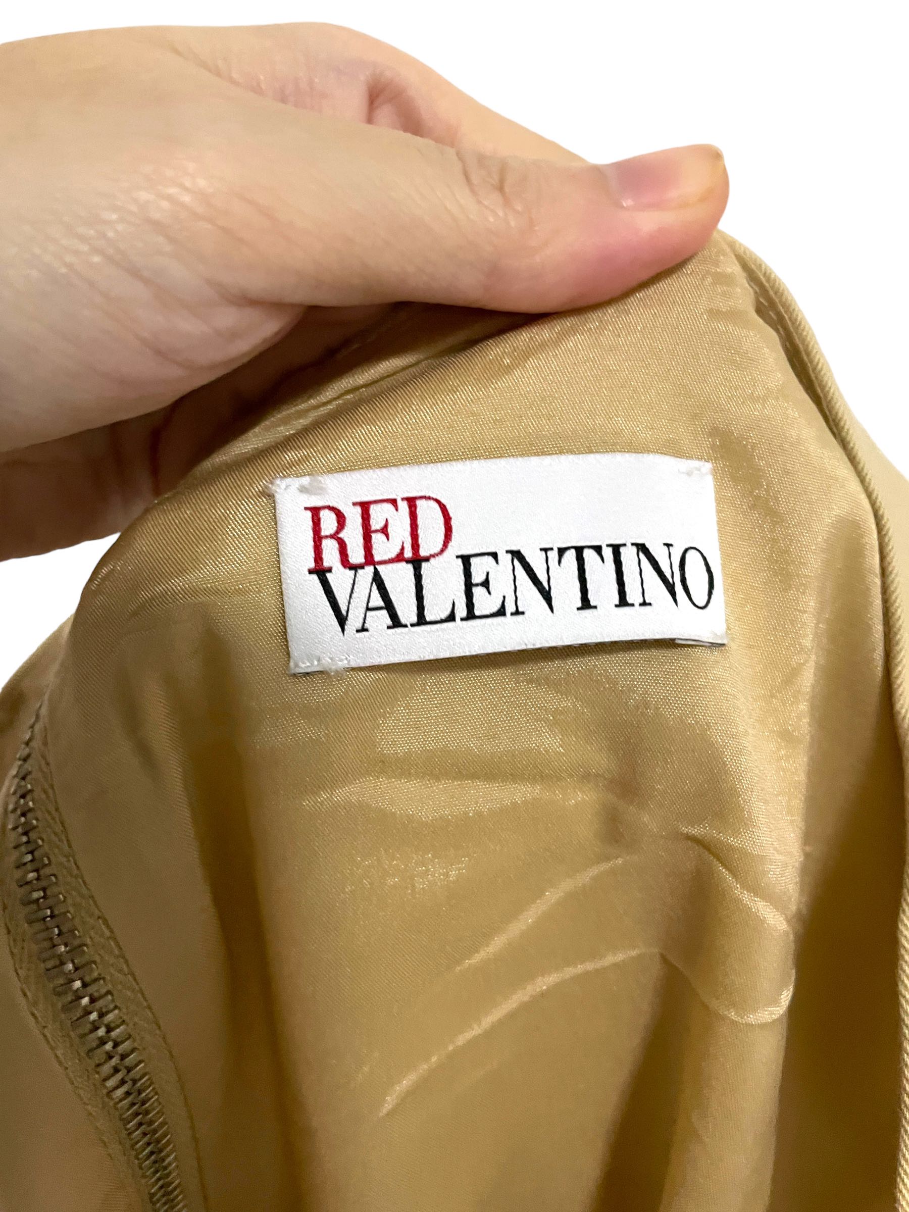 RED Valentino Beige Sleeveless Flounce Hem Dress - 6