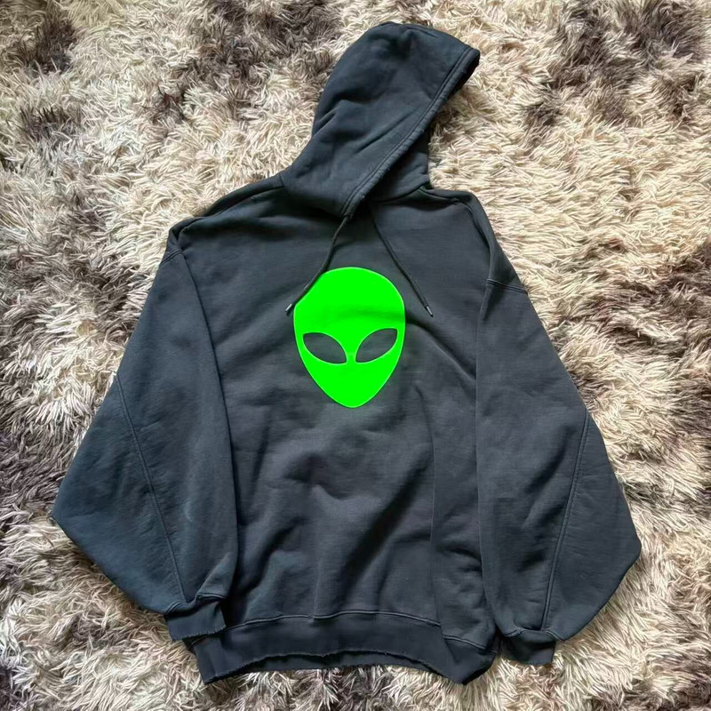 Balenciaga Alien Logo Black Hoodie - 1