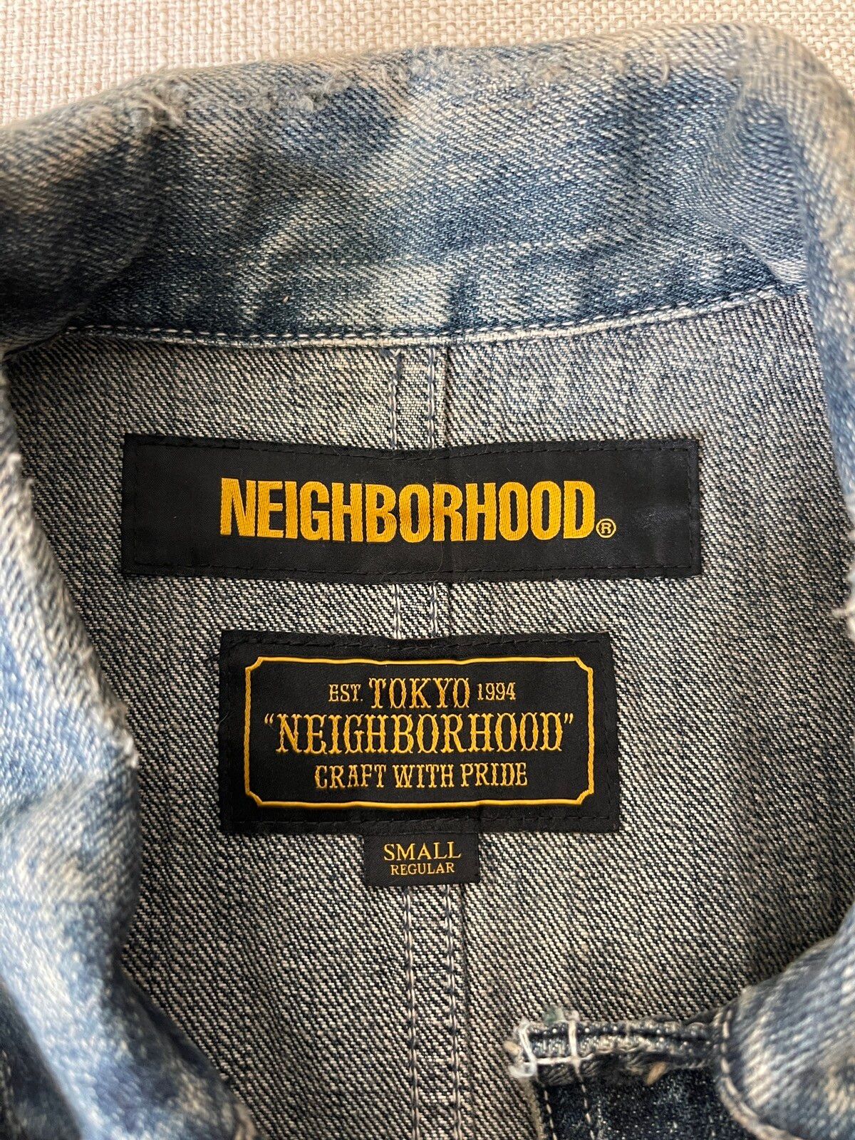 2010s Neighborhood Savage Distressed Denim Chore Jacket - 8