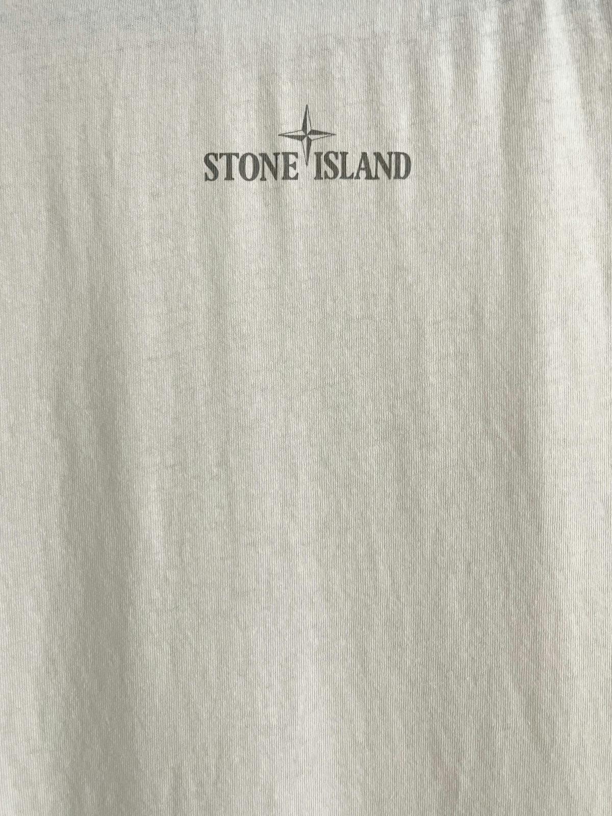 Vintage 2000s Stone Island Large Compass Logo Distressed Tee - 5