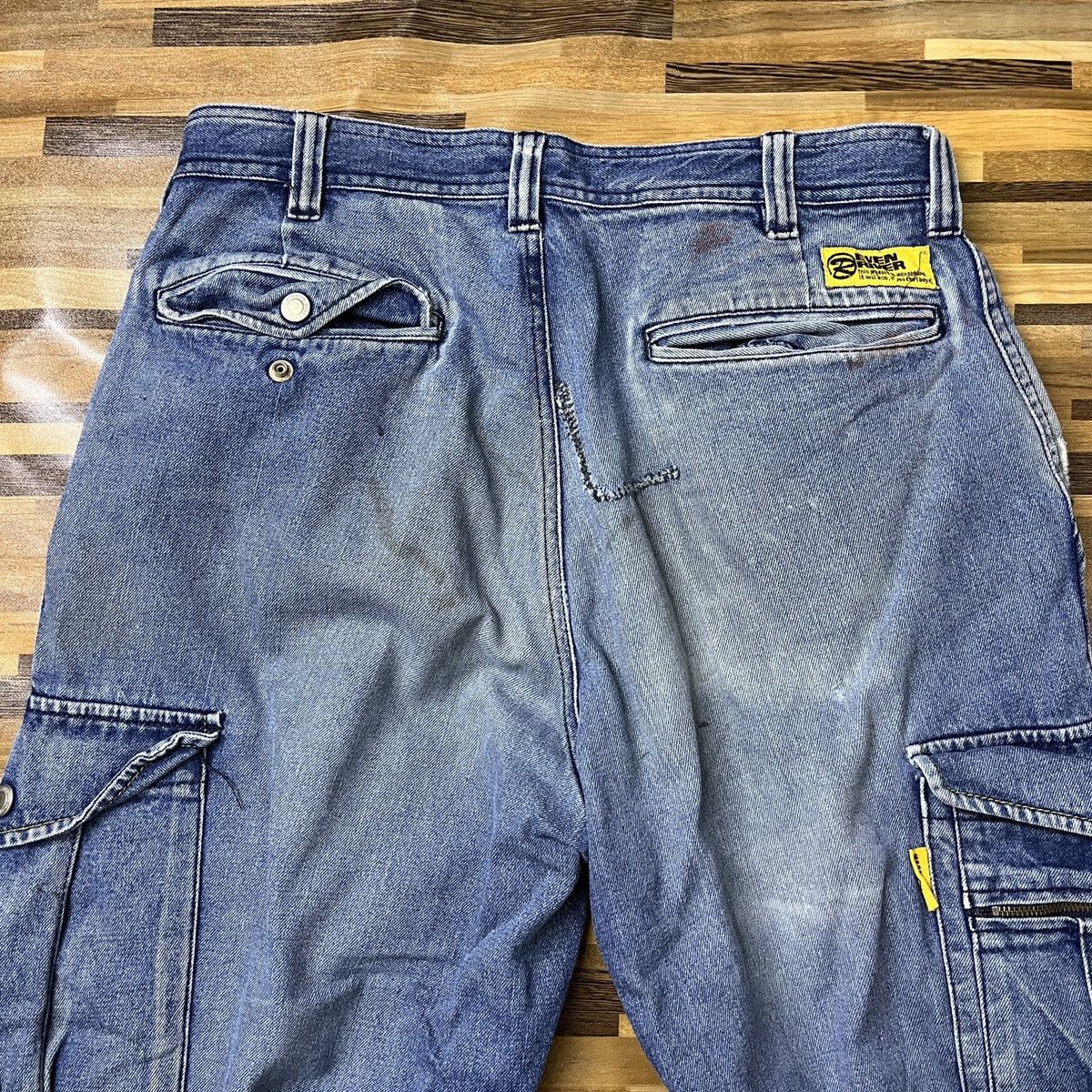 Distressed Denim - Worn Even River Japanese Cargo Denim Ripped Baggy Style - 14
