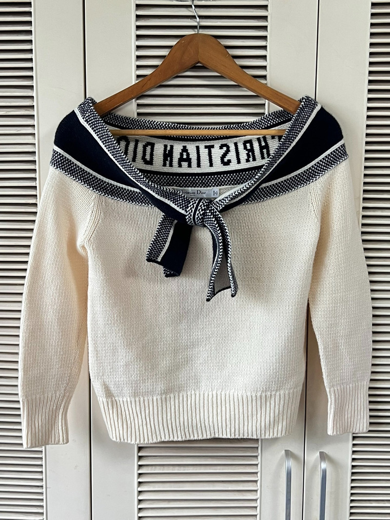 Dior Sailor Collar Tie-Front Sweater - 1