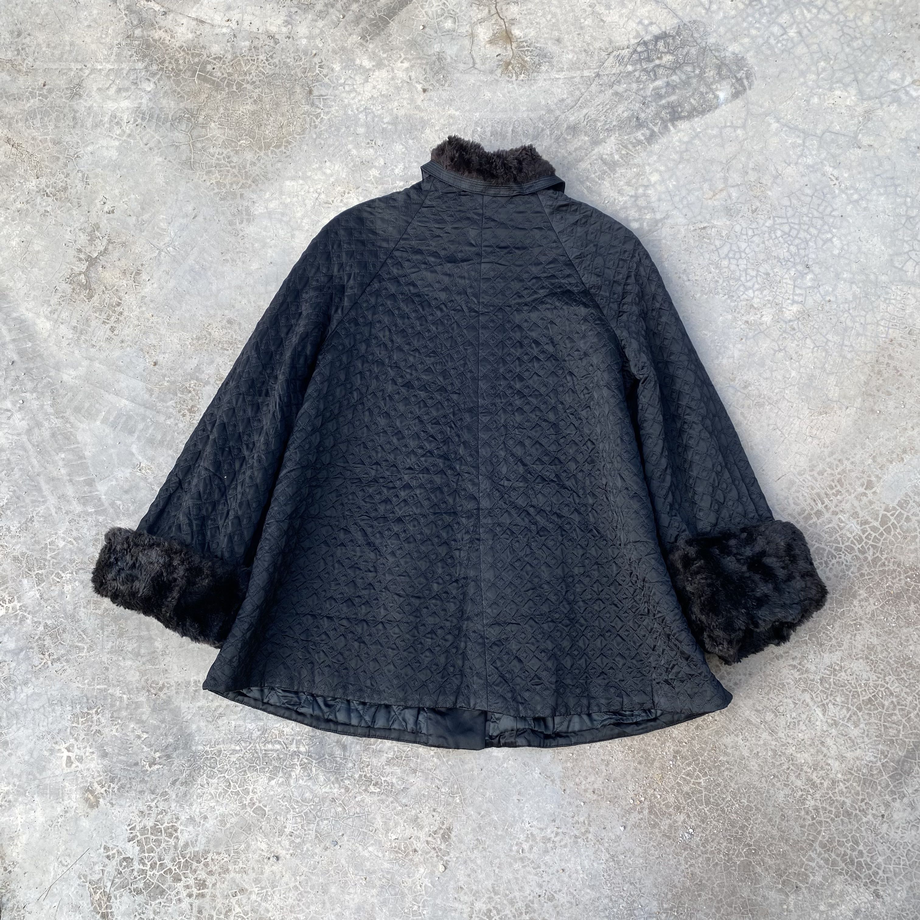 Versus GIANNI VERSACE Quilted Faux Fur Collar Coat Jacket - 3