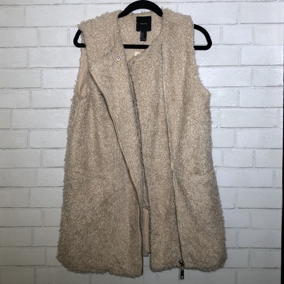 Forever 21 Shaggy Faux Fur Moto Vest - 2