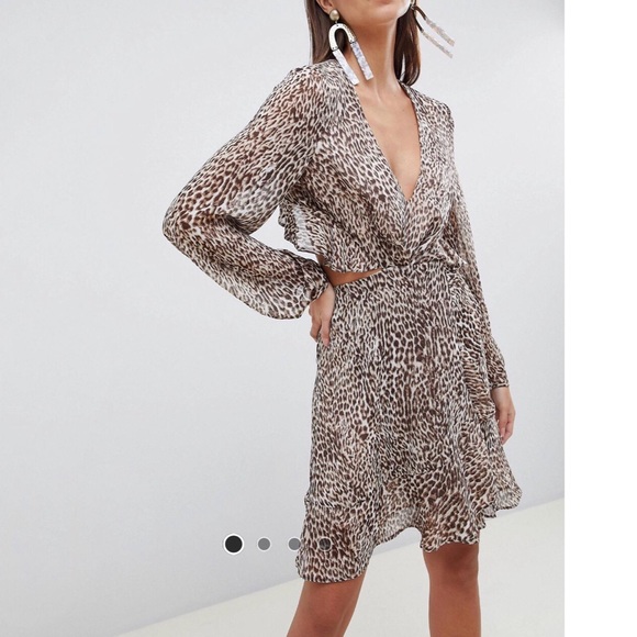 ASOS Animal Print Cut-Out Open Back Ruffle Dress - 3