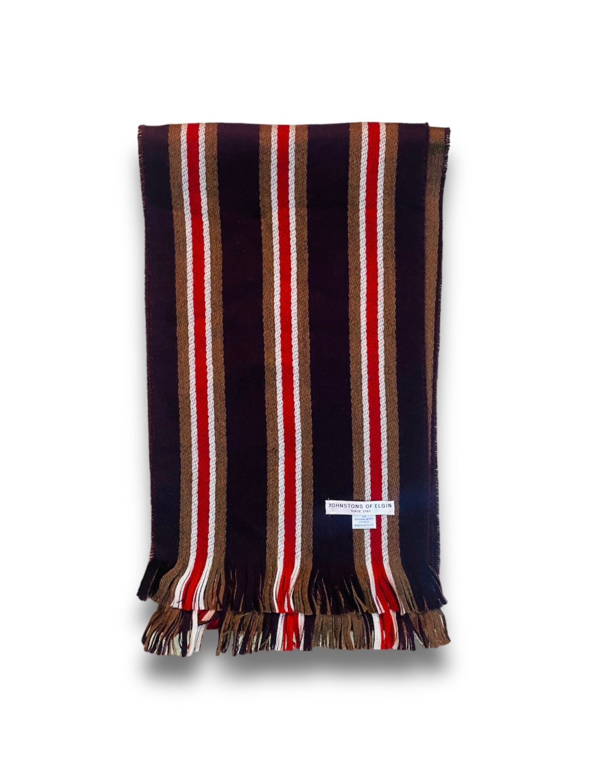 Vintage - Johnstons Of Elgin Scarf Knit Wool BrownRed Made in Scotland - 1