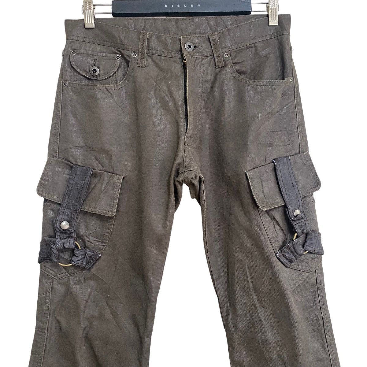 Le Grande Bleu (L.G.B.) - DIFFERENCE RUPERT Coated Wax Cargo Bondage Flare Pants - 1