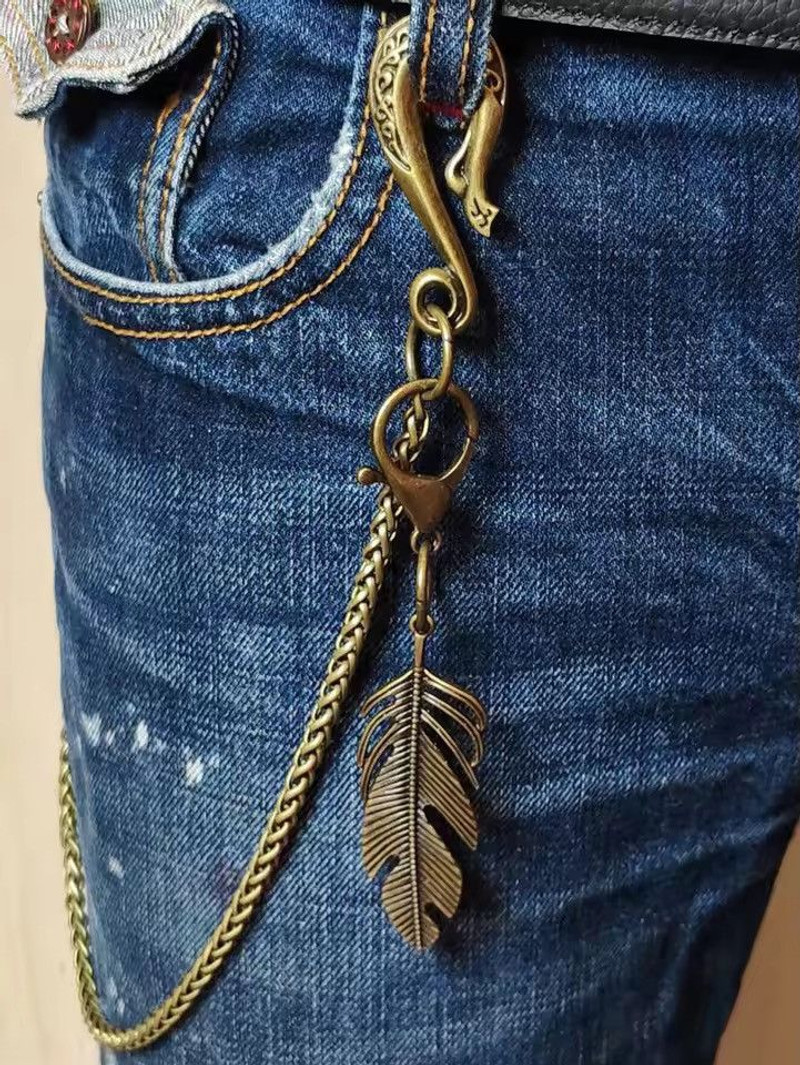 Other - 5 mm snake chain Feather pendant U hook clasp keychain - 1