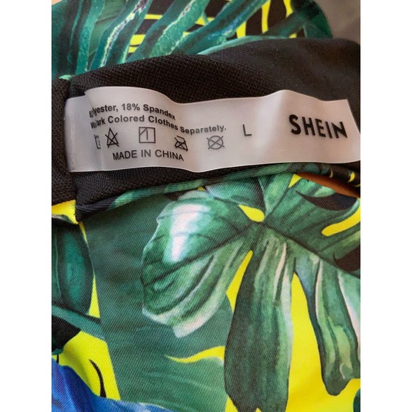 Shein Bikini 3 Piece Set Coverup Palm Leaf Green Large - 10
