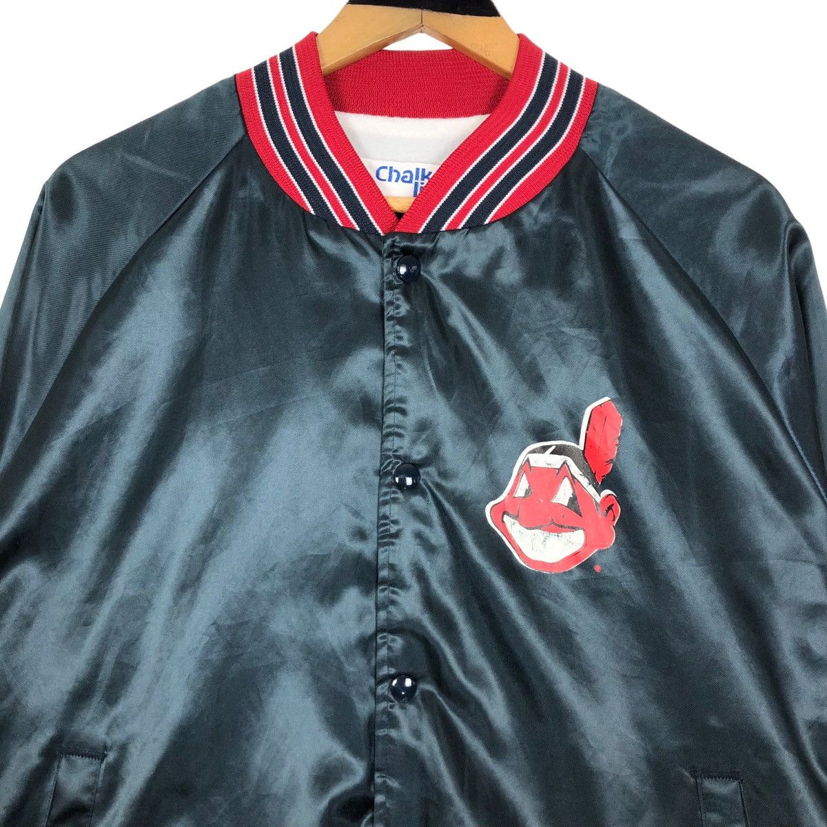 Chalk Line - Vintage 90s MLB Cleveland Indians Nylon Varsity Jacket - 4