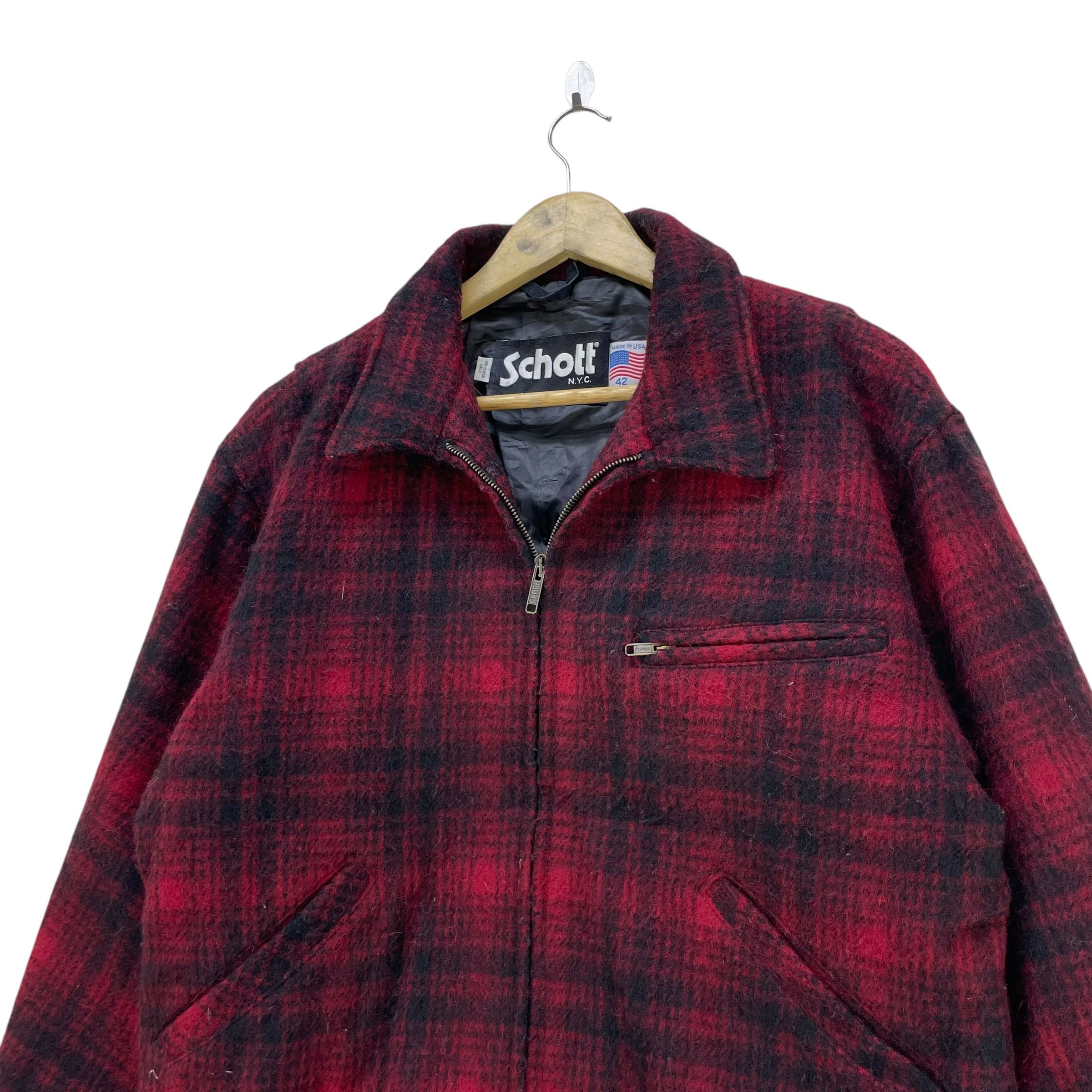 Vintage Schott Crafted With Pride Made In Usa Checked Shadow Plaid Jacket Size 42 - 3