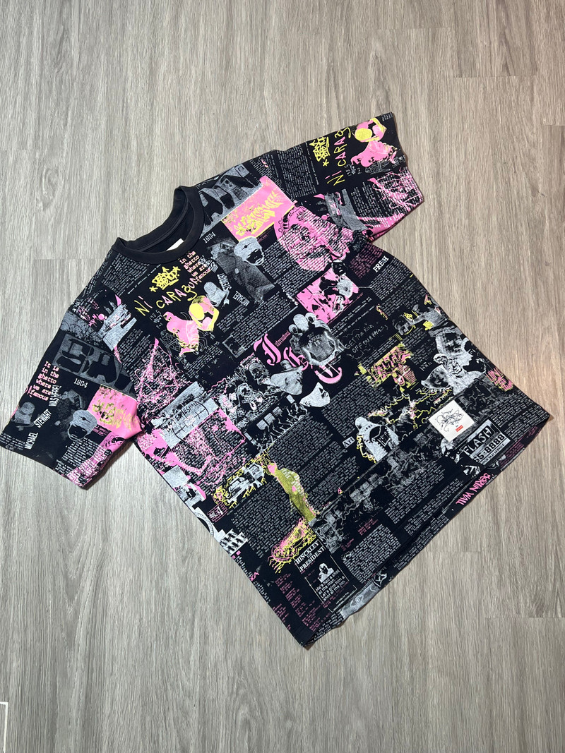 Supreme x Rammellzee News All Over Print Tee SS20 - Size M - Black - 1