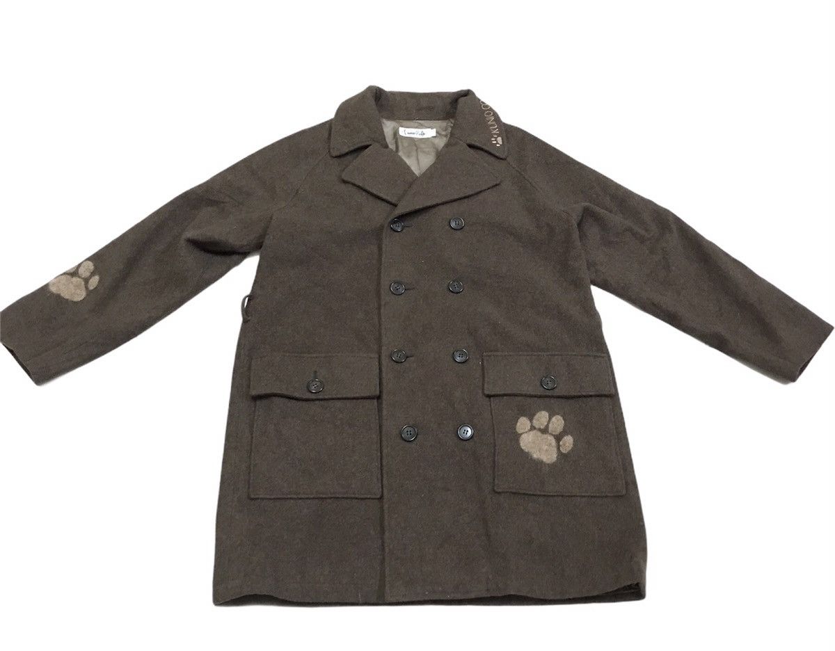 Designer - Kunio Sato Double Breast Dog Paw Embroidery Wool Coat - 1