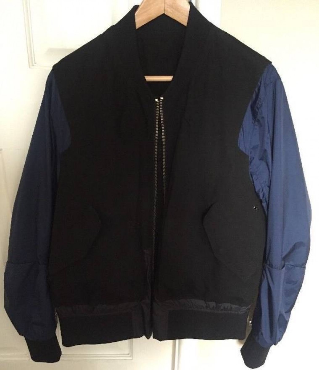 Tim Coppens - RARE Panelled Blue Sleeve Black Bomber Jacket - 2