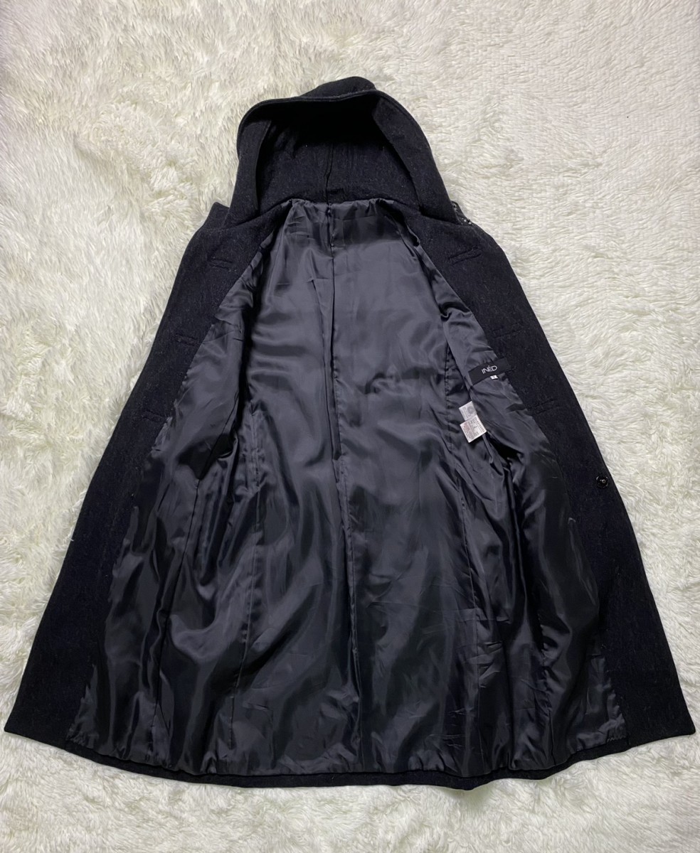 Ined by Yohji Yamamoto Wool Long Hoodie Coat Jacket - 4