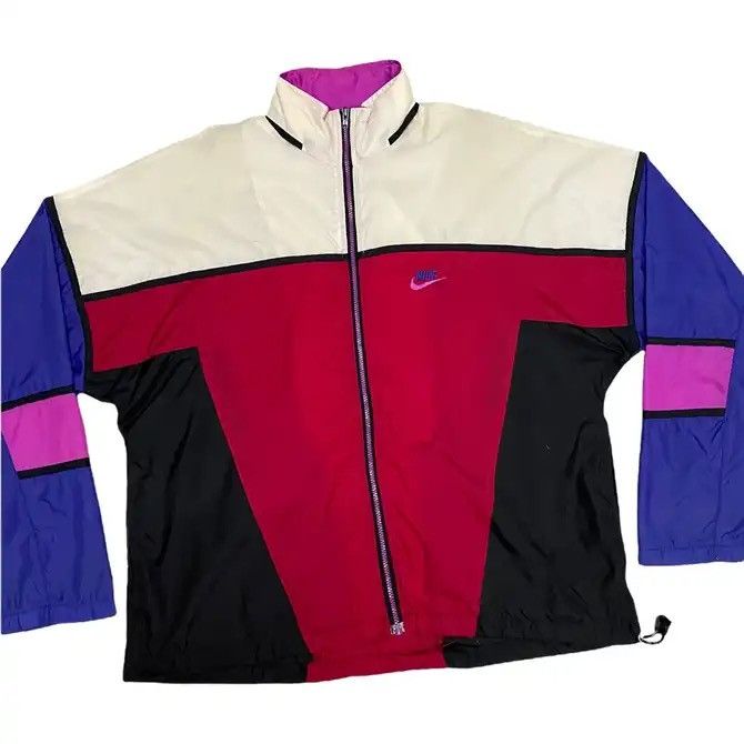 🔥VINTAGE 80s NIKE SWOOSH COLOURBLOCK JACKET WINDBREAKER - 5