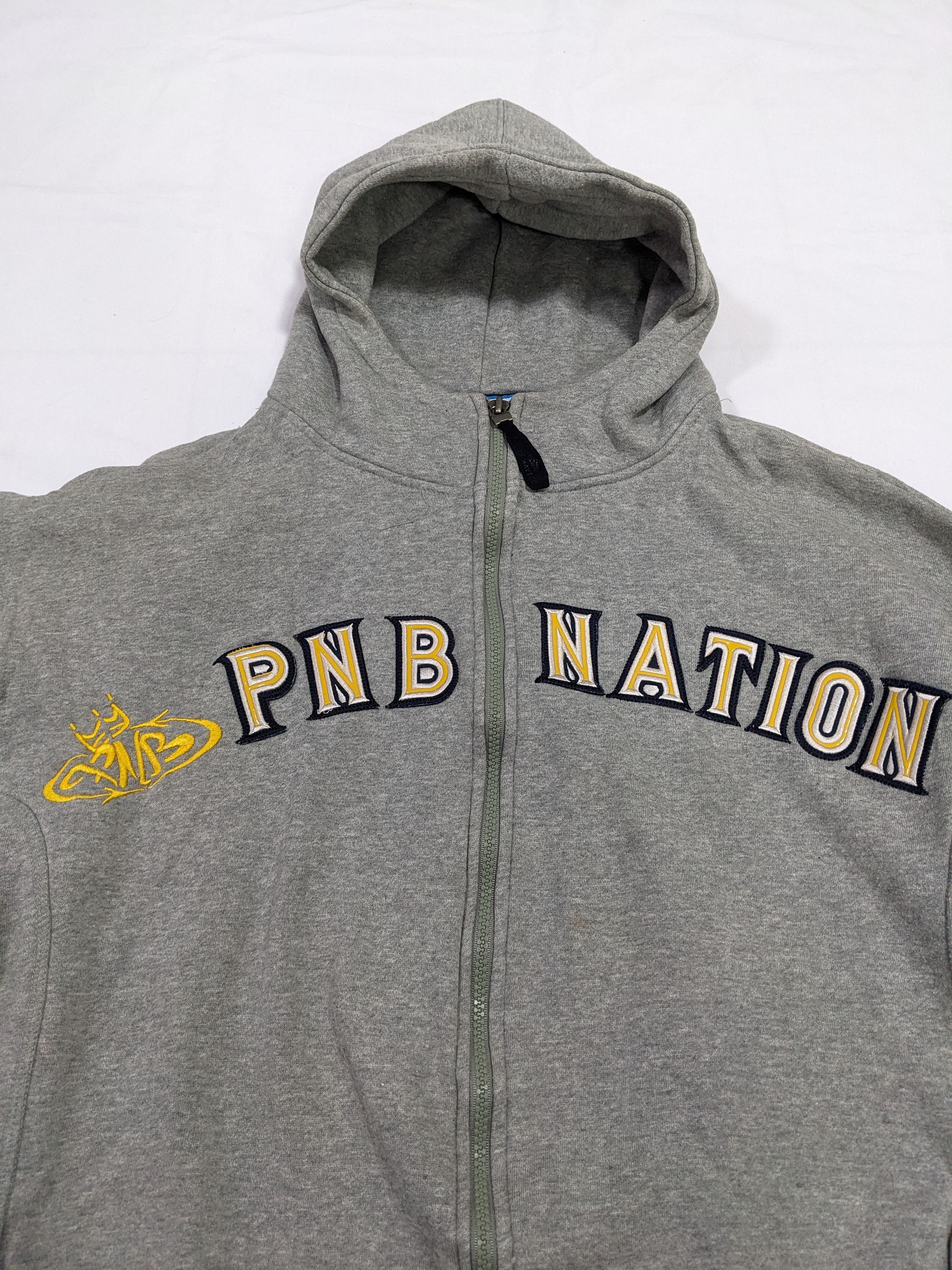 Vintage - PNB NATION Hip Hop Graffiti Gray Hooded Zip Up Jacket - 3