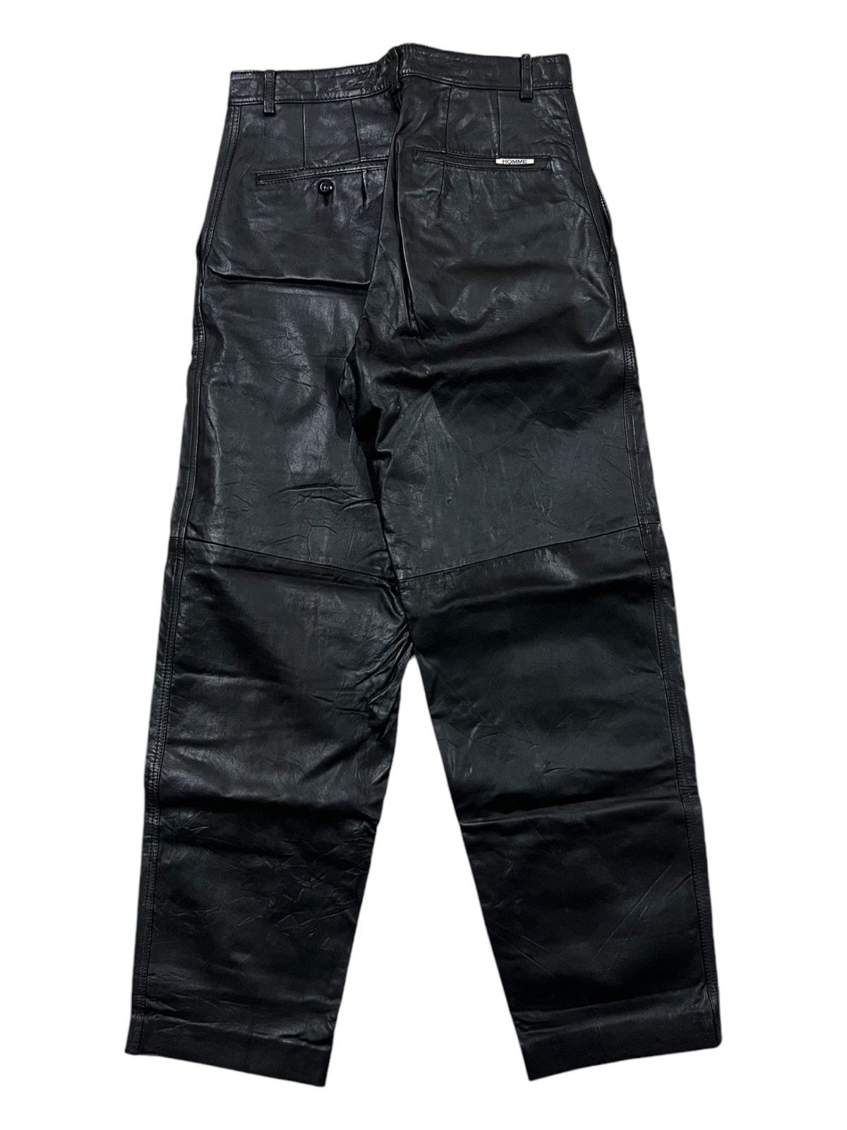 1980s Comme des Garçons Homme Cowhide Leather Runway Pants - 2