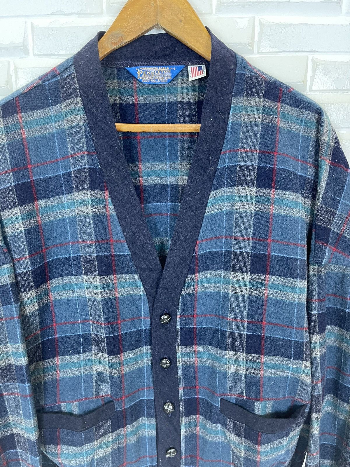 VINTAGE PENDLETON USA CHECK CARDIGAN MENS - 2